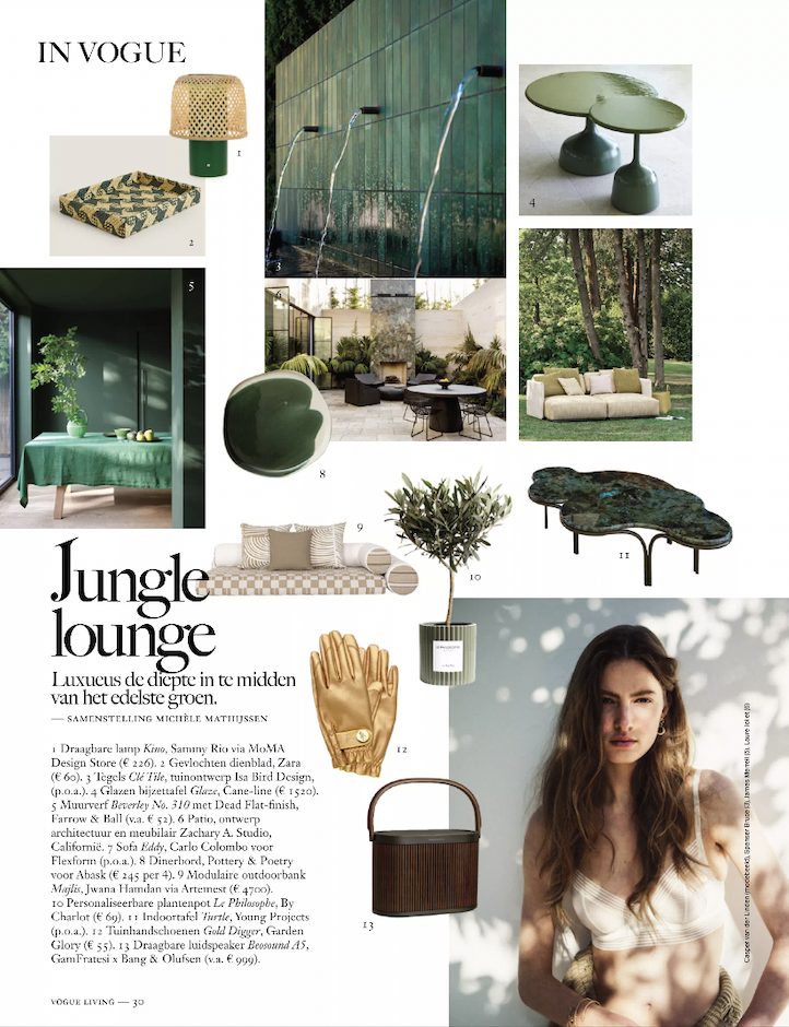 Vogue Netherlands June 2023 Jungle Lounge page featuring Pottery & Poetry ceramics