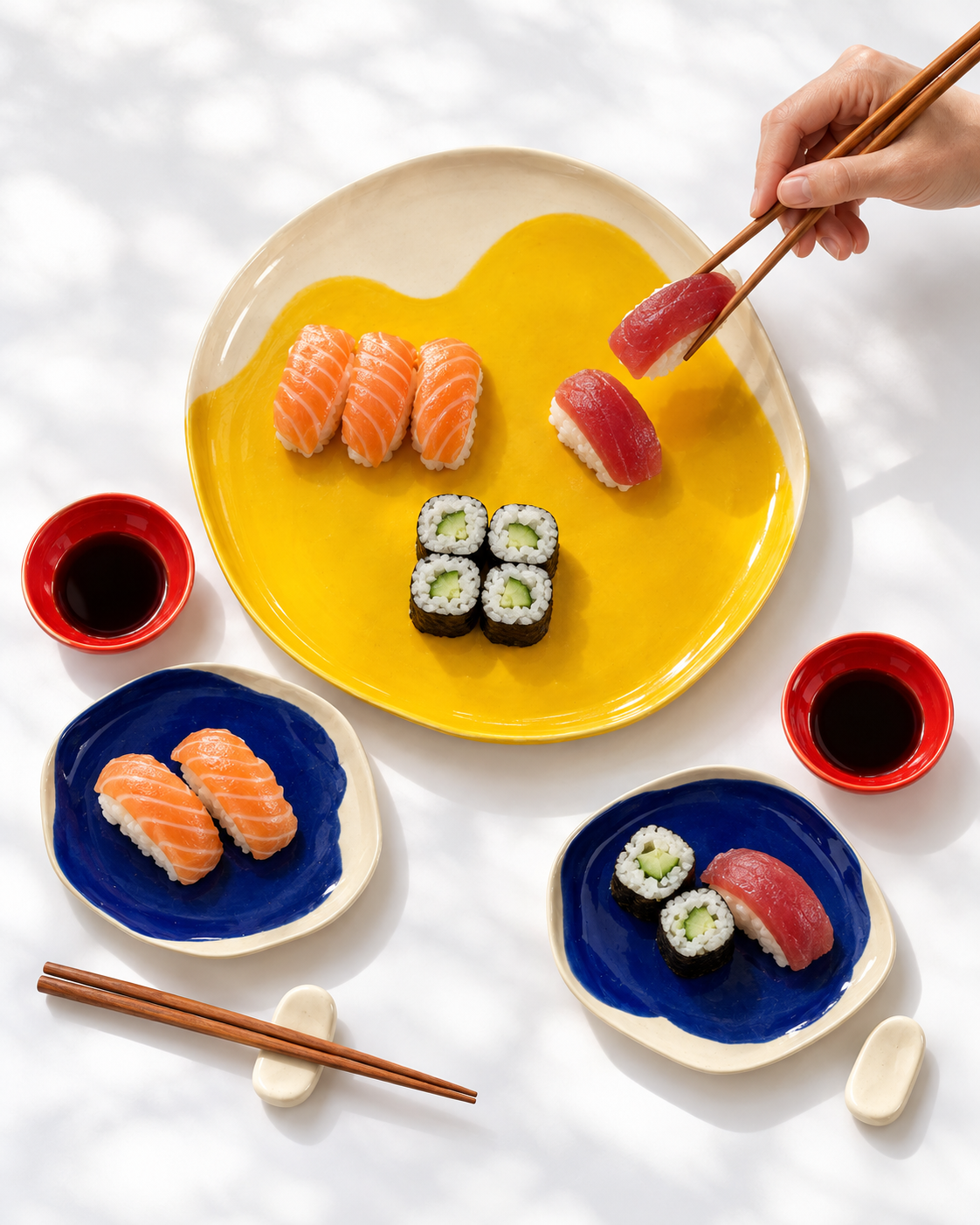 Bauhaus Sushi Set for Two — Round Plates