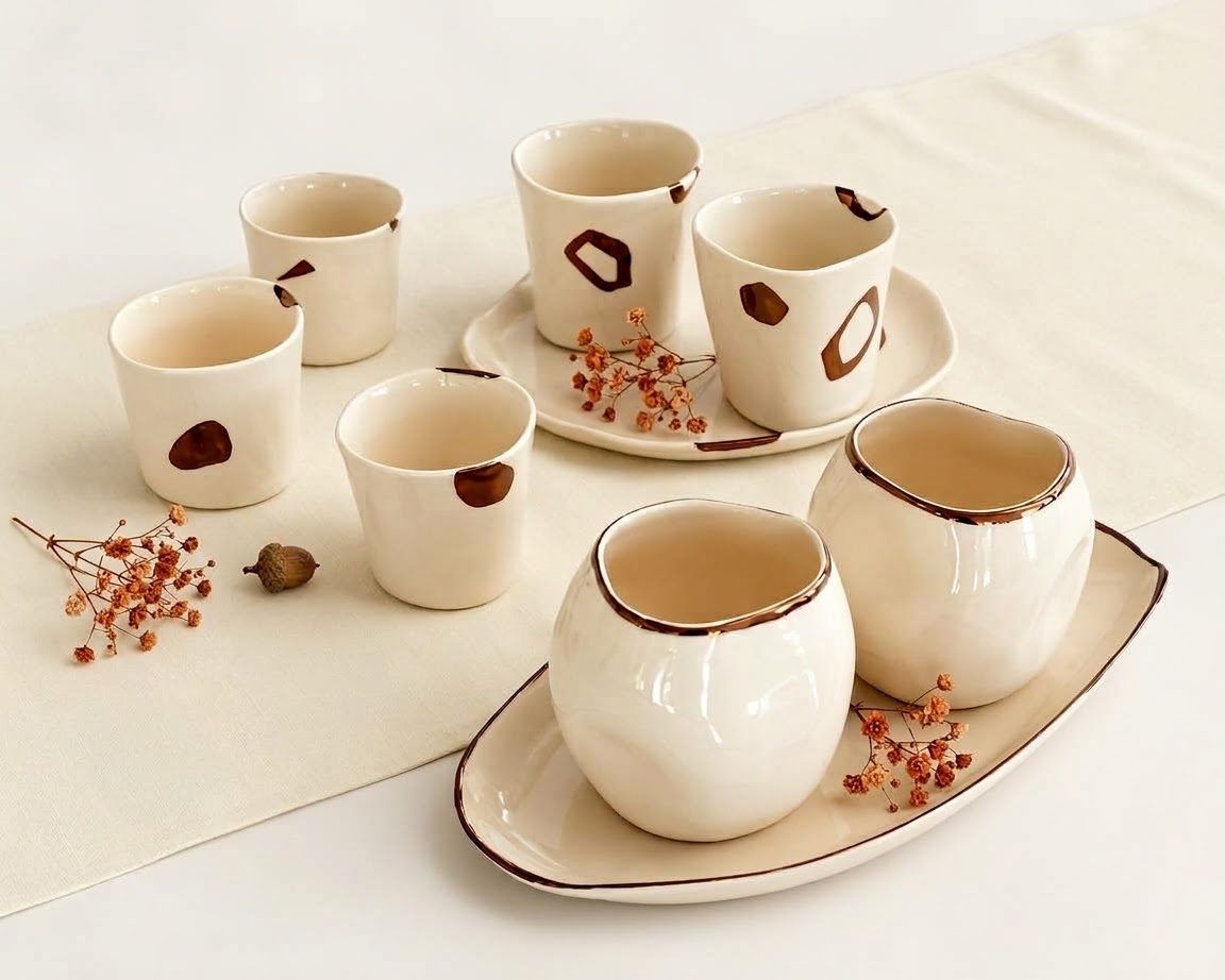 bronze cups and saucer sets