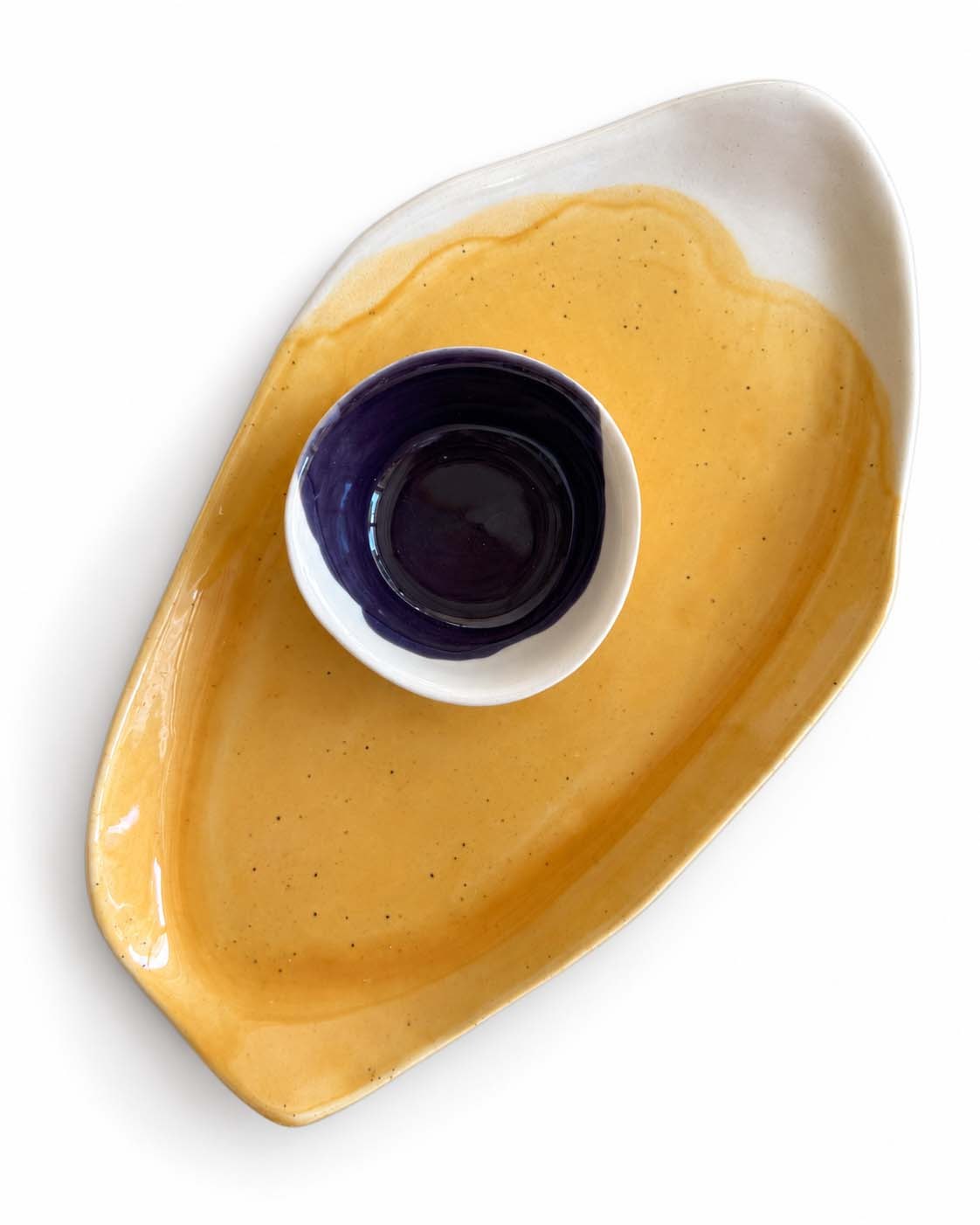 Soil to Soul porcelain platter with dip bowl in autumn glazes