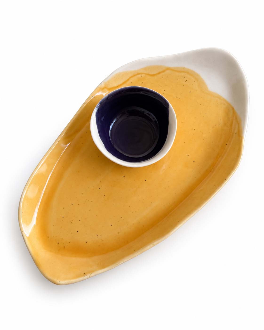 Soil to Soul porcelain platter with dip bowl in autumn glazes