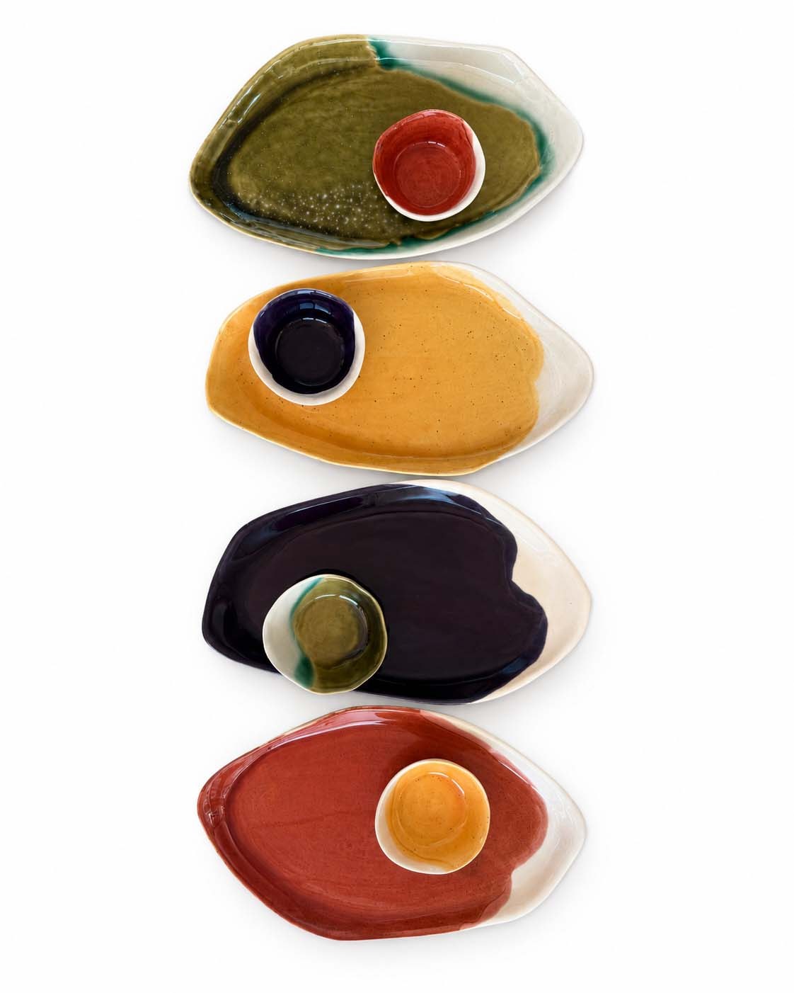 Soil to Soul porcelain platter with dip bowl in autumn glazes