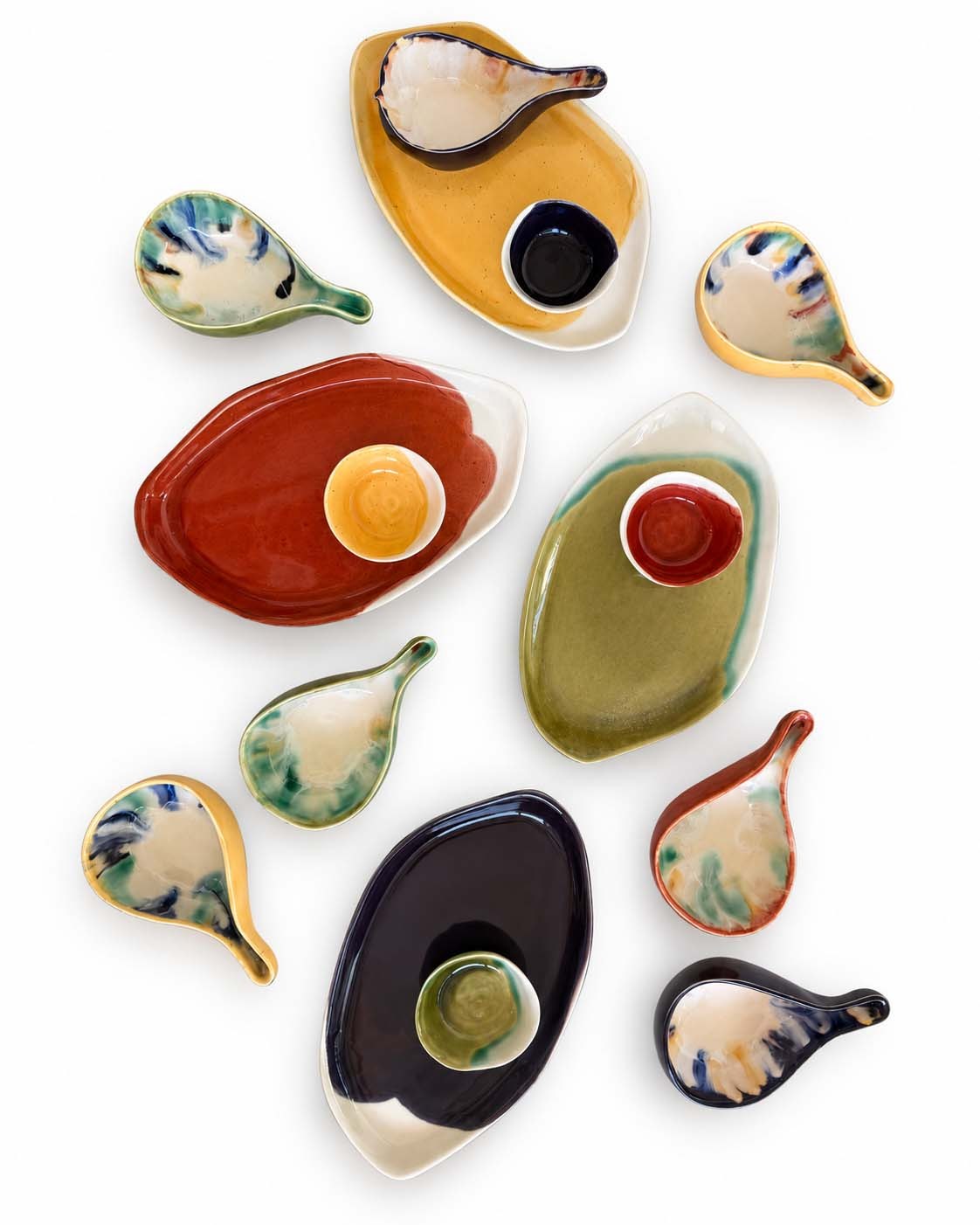 Soil to Soul porcelain platter with dip bowl in autumn glazes