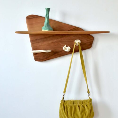 walnut wood and porcelain hanger