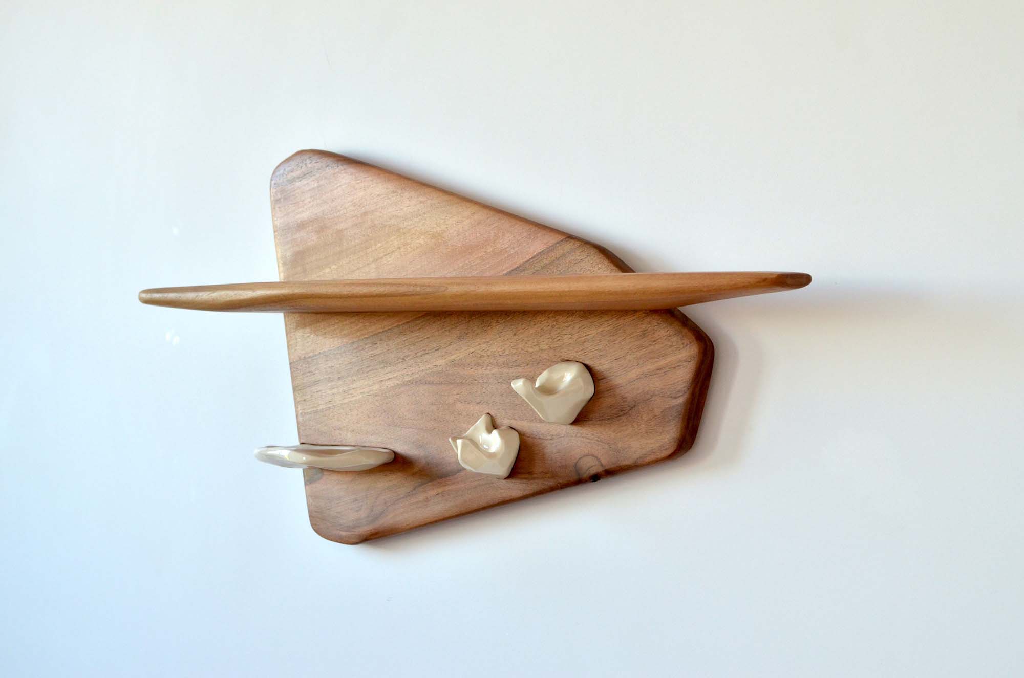 walnut wood and porcelain hanger