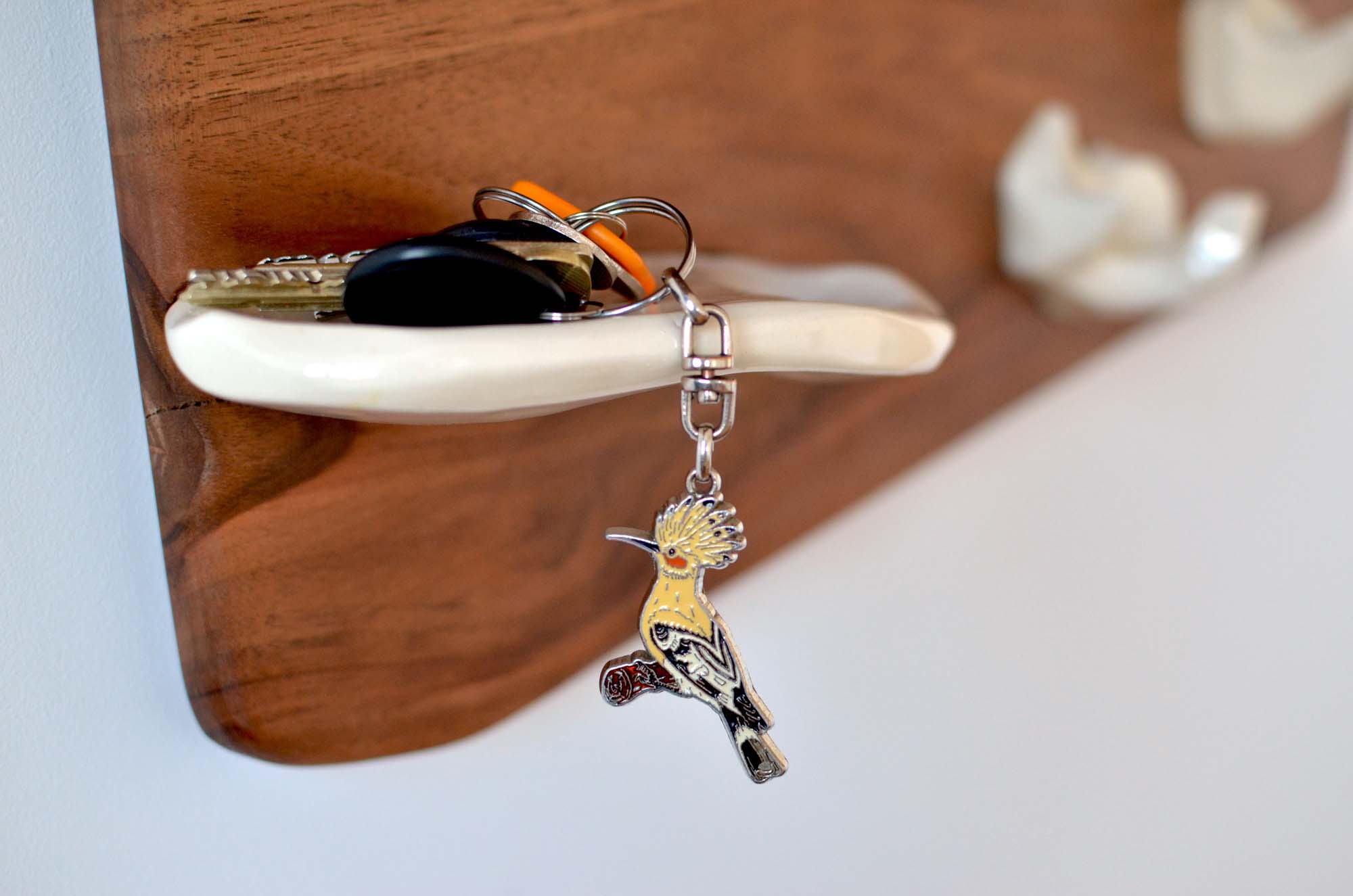 walnut wood and porcelain hanger