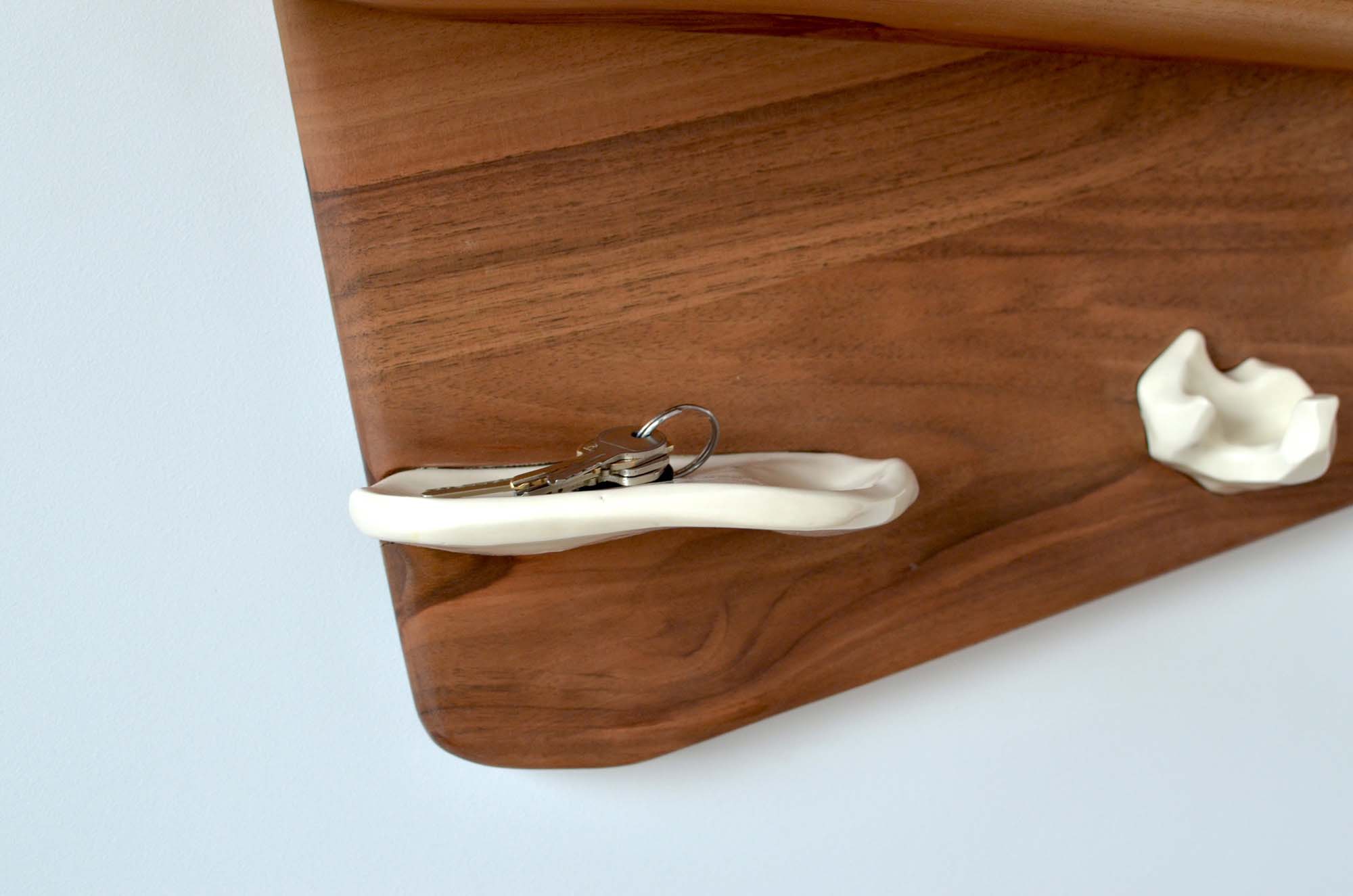 walnut wood and porcelain hanger