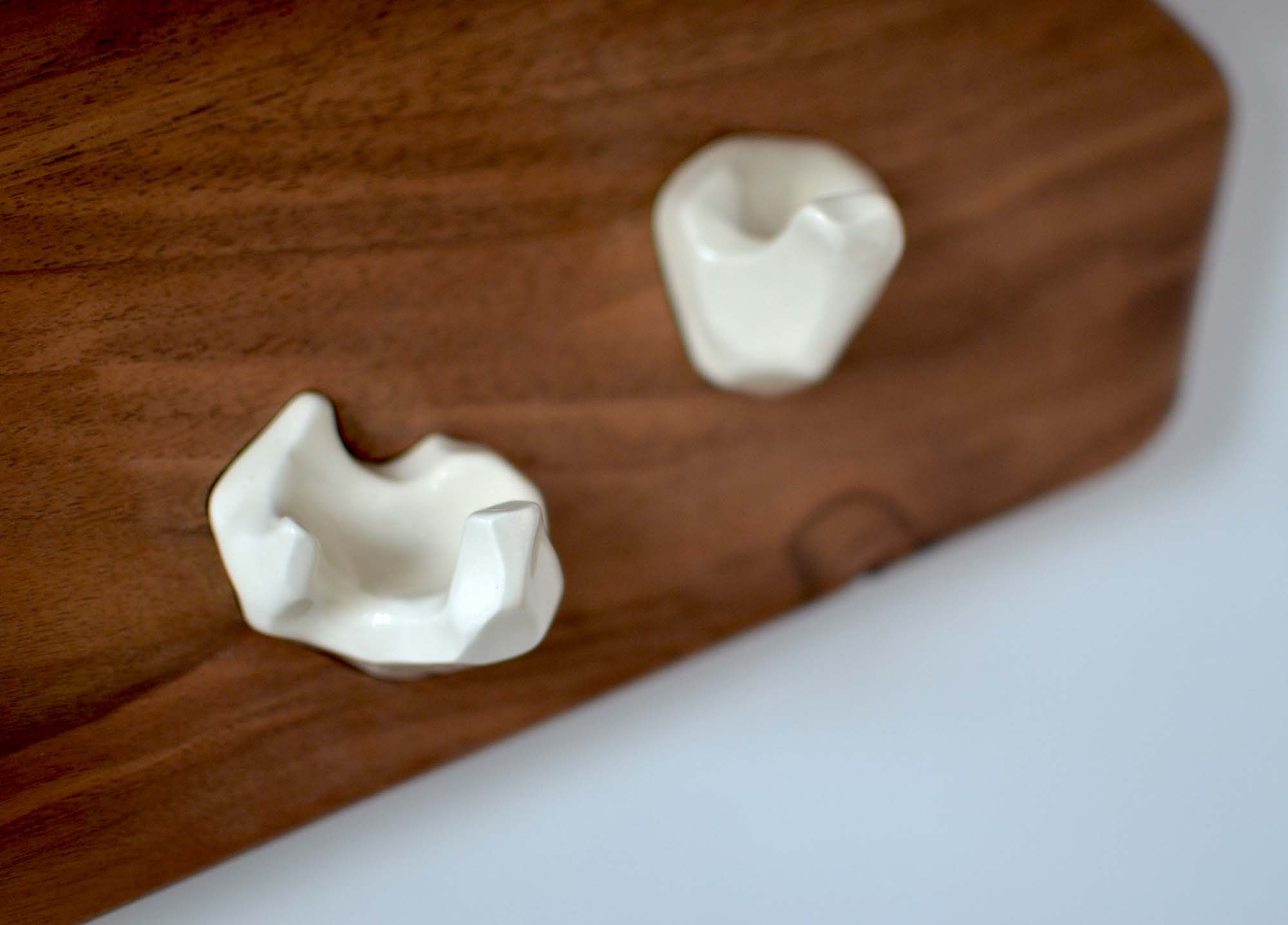 walnut wood and porcelain hanger