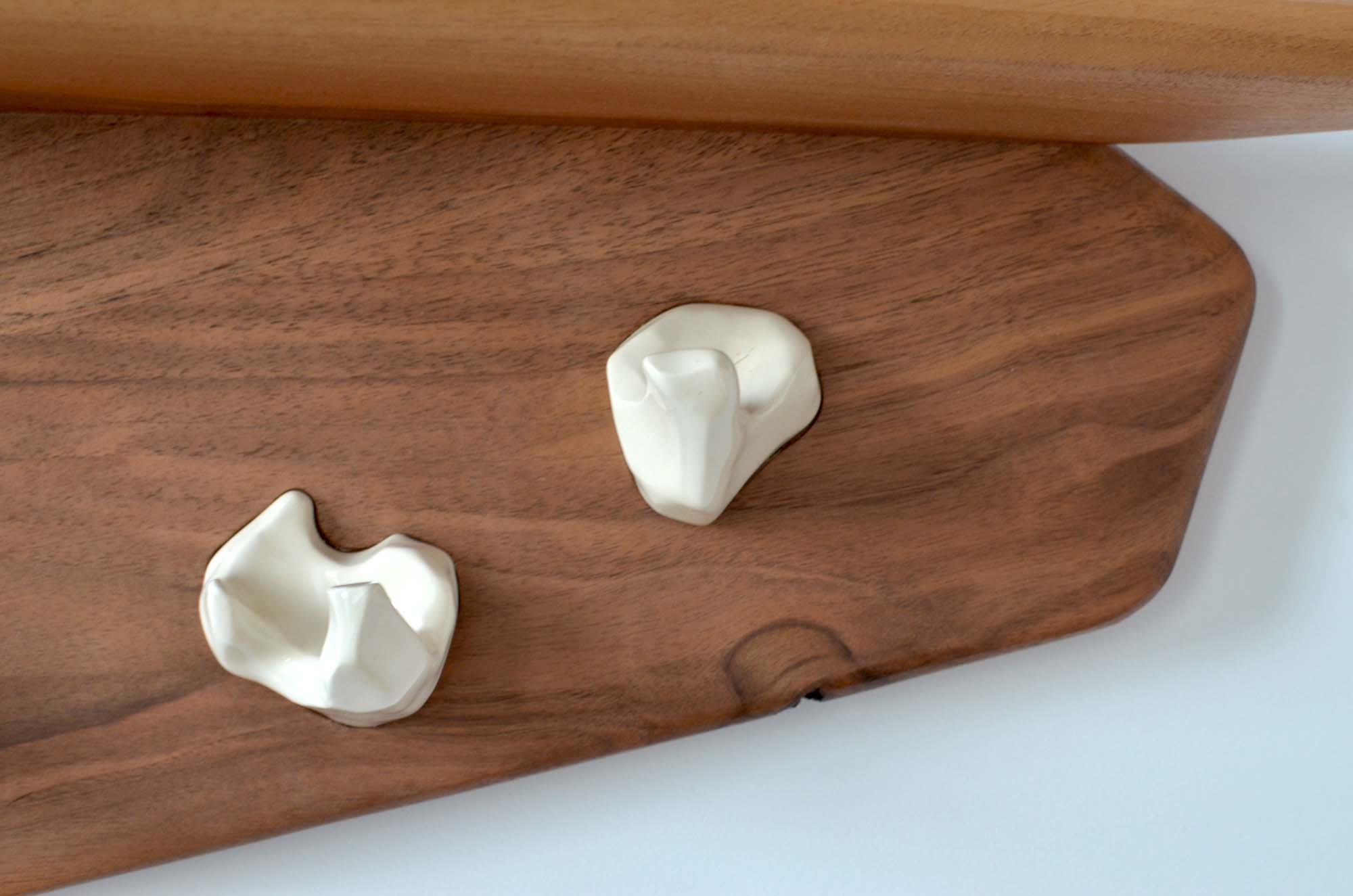 walnut wood and porcelain hanger