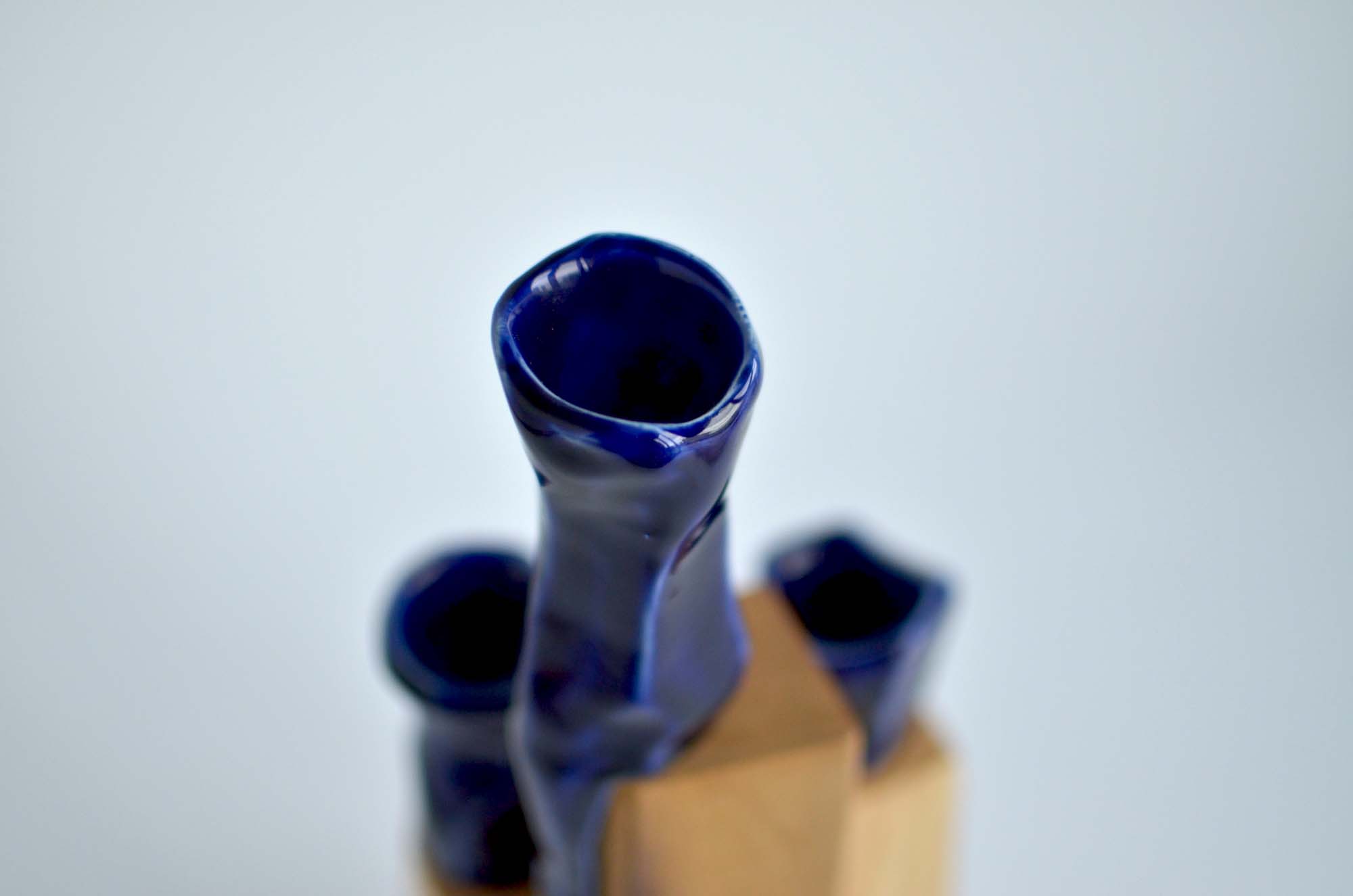ash wood and porcelain candle holder