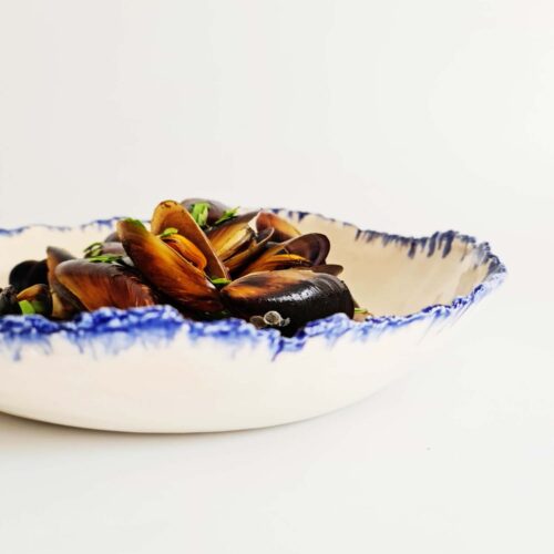 Serving Bowl with Running Glaze Edge