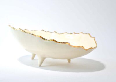 handmade porcelain bowl with golden rim