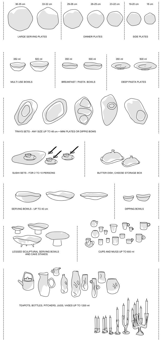 size and shape guide Pottery and Poetry<br />
