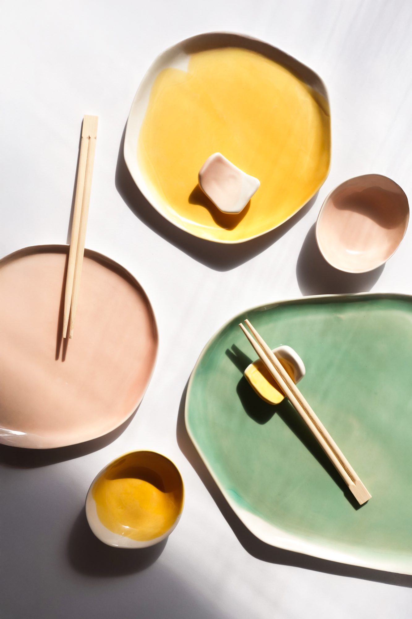 sushi set yellow and sage extra pink