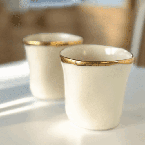 Set of 2 Cups With Gold Rim