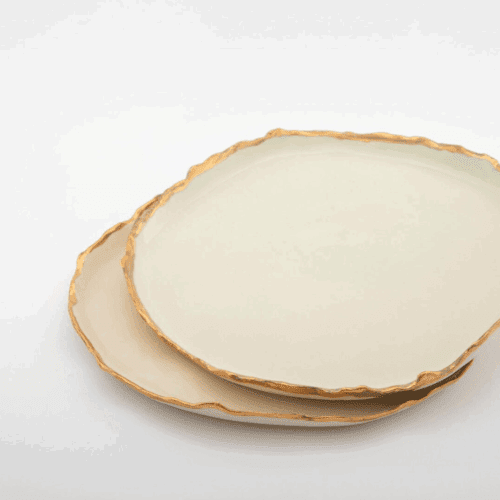 Gilded Ridges Dinner Plates Set