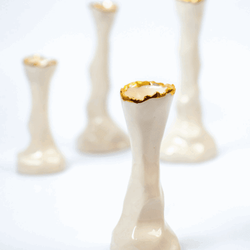 Porcelain Candle Holder with Gold